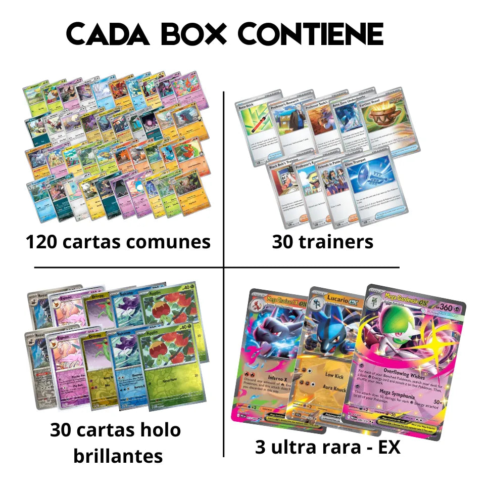 180 Cartas Pokémon Originales Sin Repetir + 3 Ex Garantizada